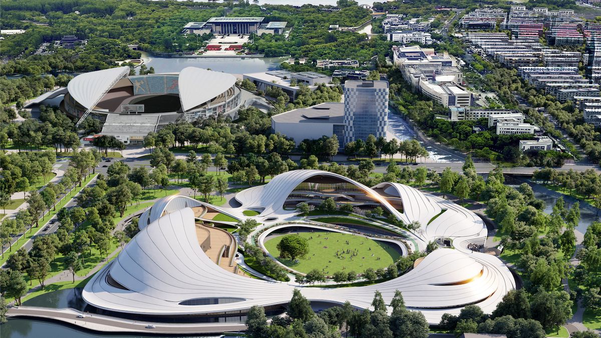 Občanské centrum připomíná veliká vlaštovčí hnízda položená na zem